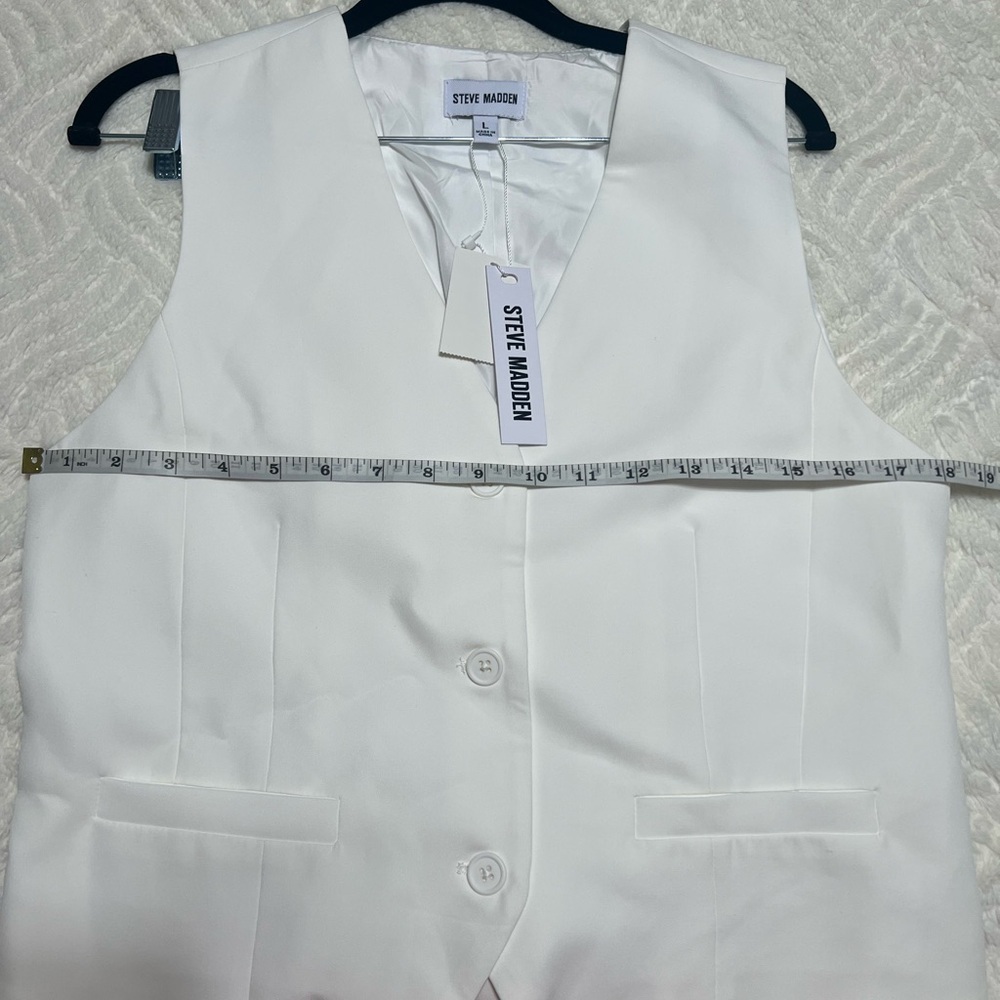 Steve Madden Selene Ivory Tailored Vest NWT Sz Large Structured Minimalist Chic - Picture 7 of 8